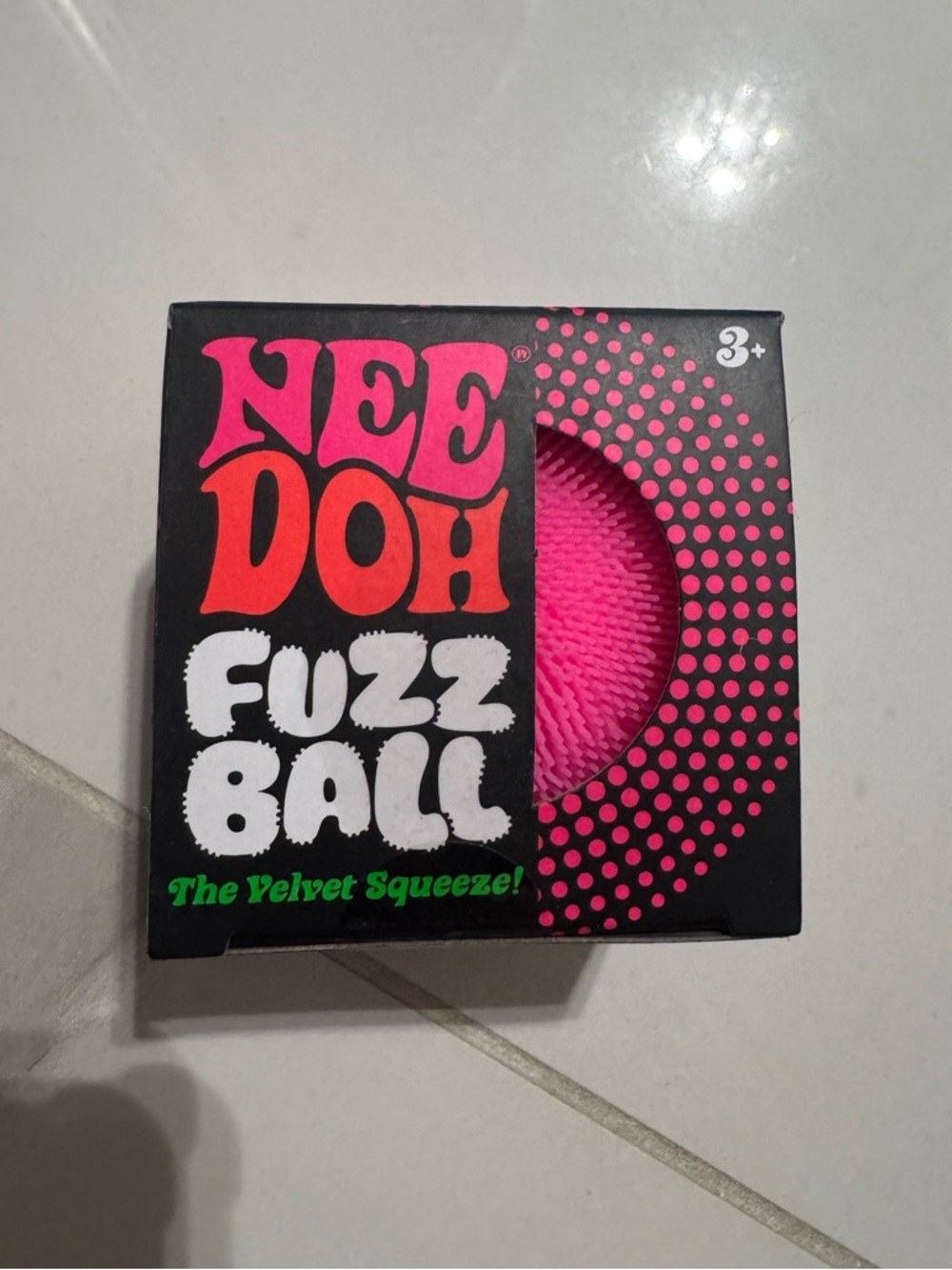 NEEDOH Fuzz Ball Pink - Velvet Squeeze Sensory Toy